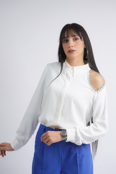 Chemise satiné avec strass...