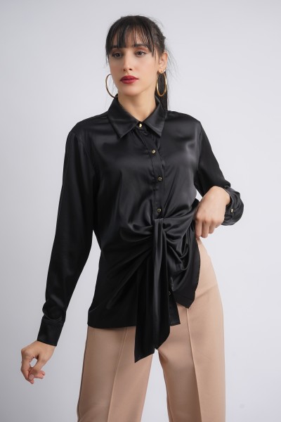 Chemise en satin avec nœud
