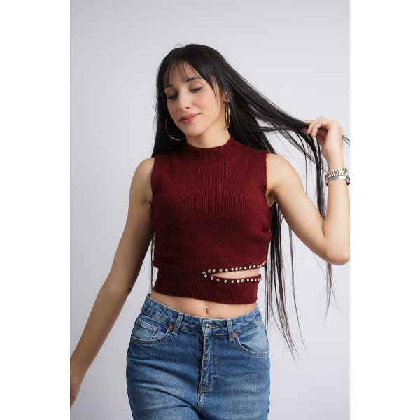 Crop Top sans manches avec bijoux latéraux