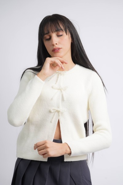 Cardigan blanc cassé