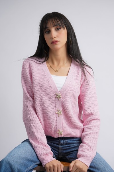 Cardigan rose doux avec...