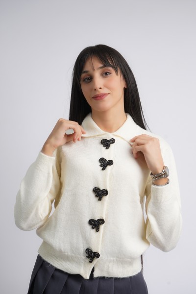 Cardigan blanc cassé avec...