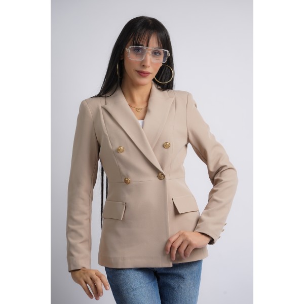 Blazer beige à double boutonnage