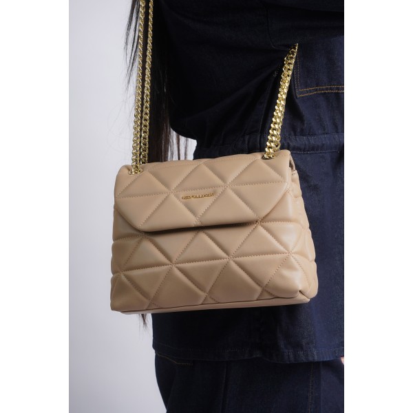 Sac à bandoulière beige matelassé