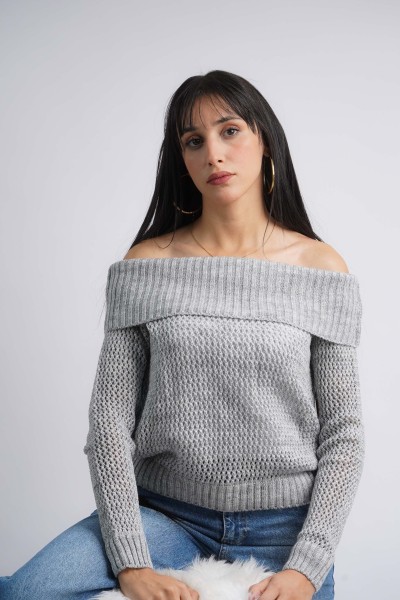 Pull col bateau en croché...