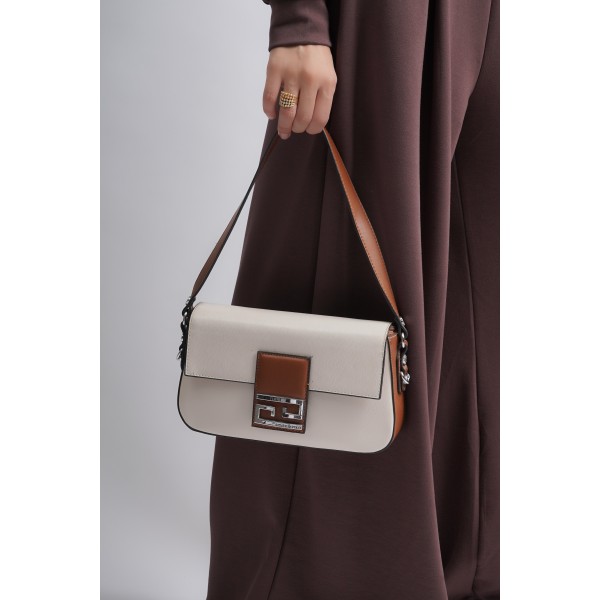 Sac bandoulière moderne en beige et camel