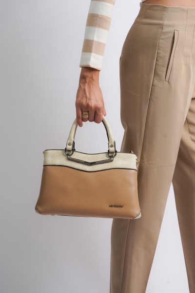 Sac à main en camel et beige
