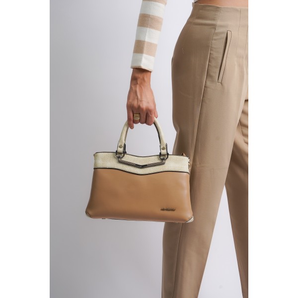 Sac à main en camel et beige