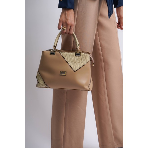 Sac à main beige en similicuir