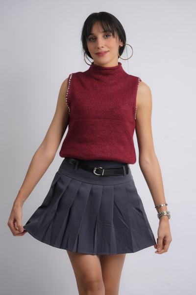 Pull sans manches avec strass